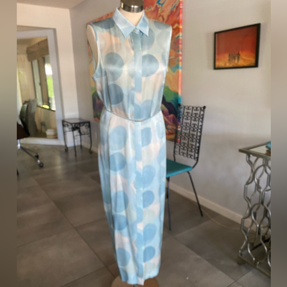 Silk Jaeger of London Sleeveless Button-Down  Dress 10